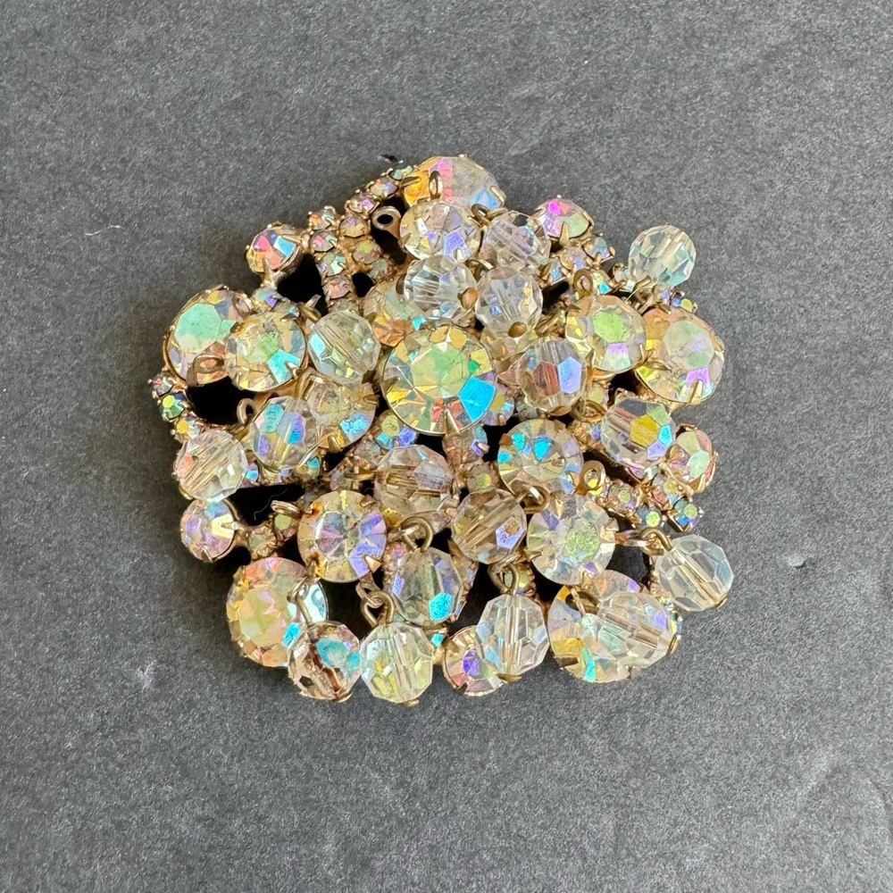 Vintage Juliana Cha Cha Brooch Aurora Borealis Crystal Rhinestone Pin Iridescent - Picture 3 of 12
